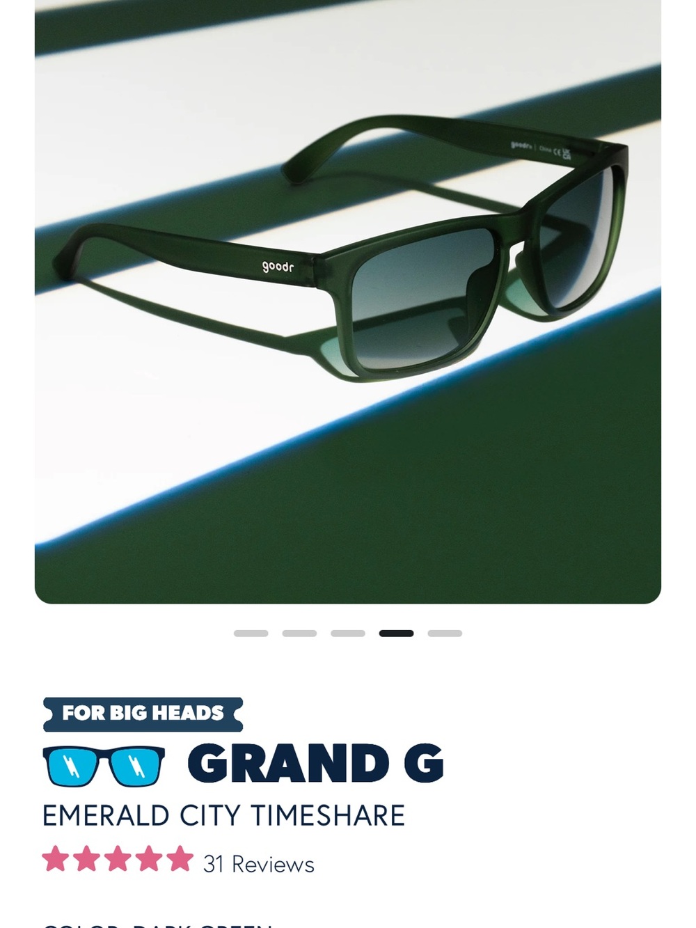 goodr Grand G Sunglasses — Emerald Green Frame